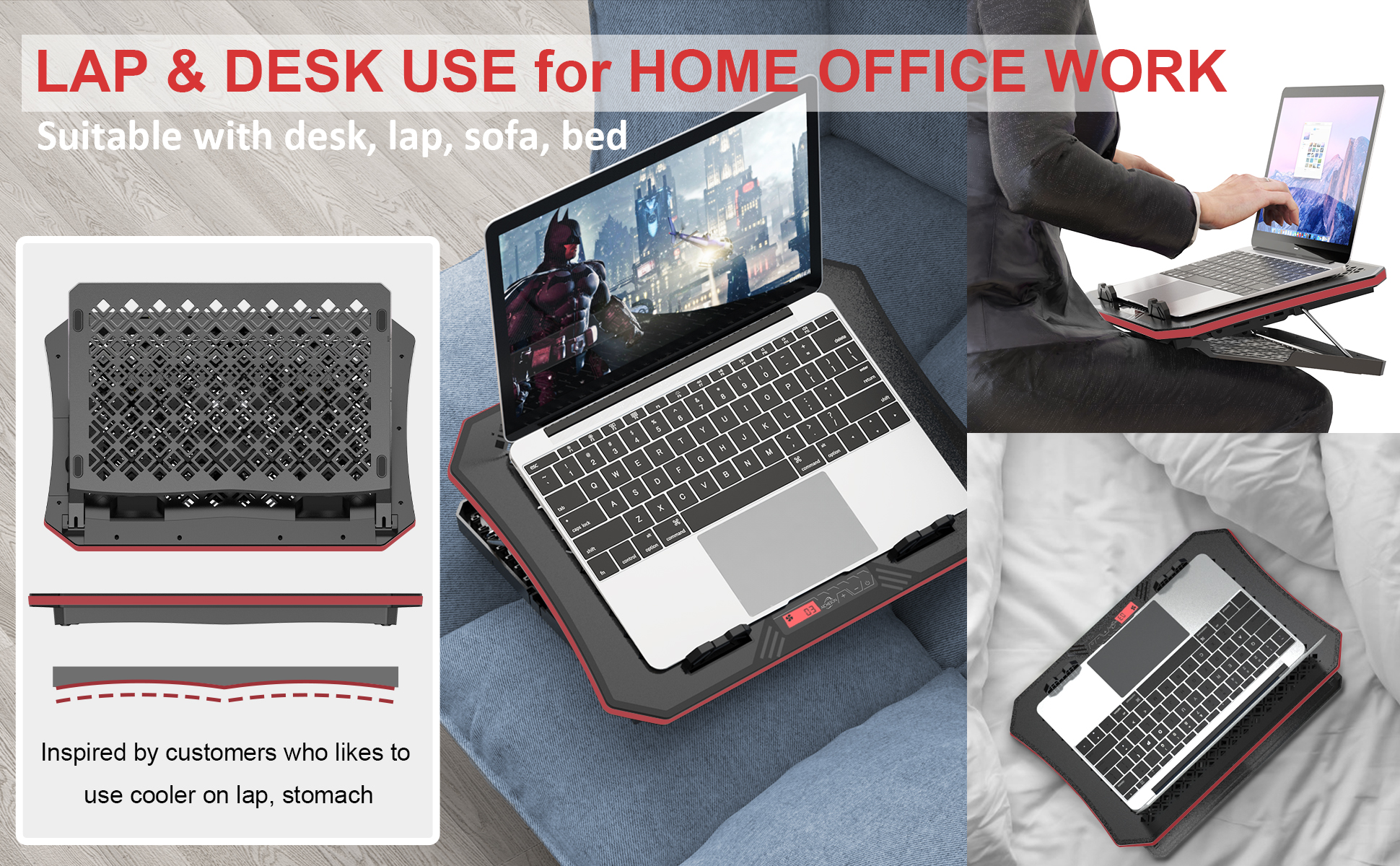 AICHESON Laptop Cooling Pad for 15.6 to 17 Inch Laptops, Compatible