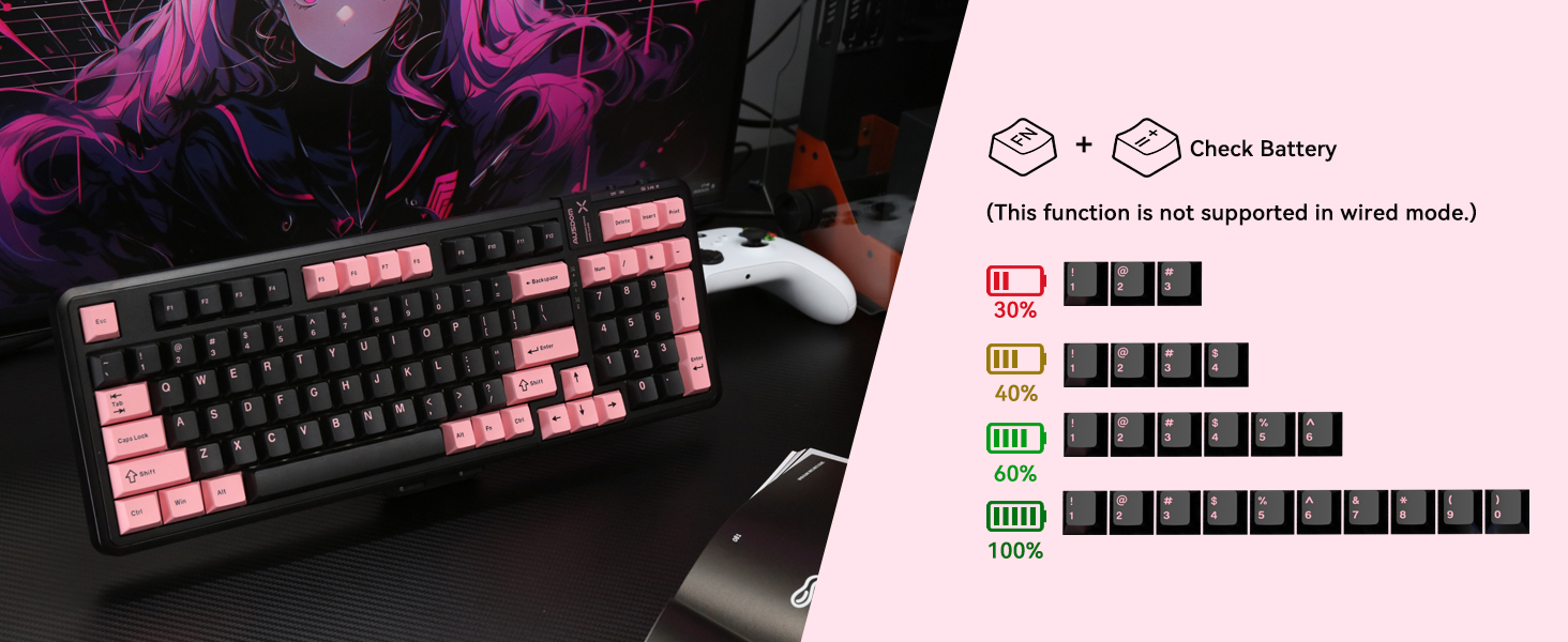 AUSDOM 98Pro Silent Wireless Mechanical Keyboard.Pre-lubed Tactile Switches(Green &White-slient)