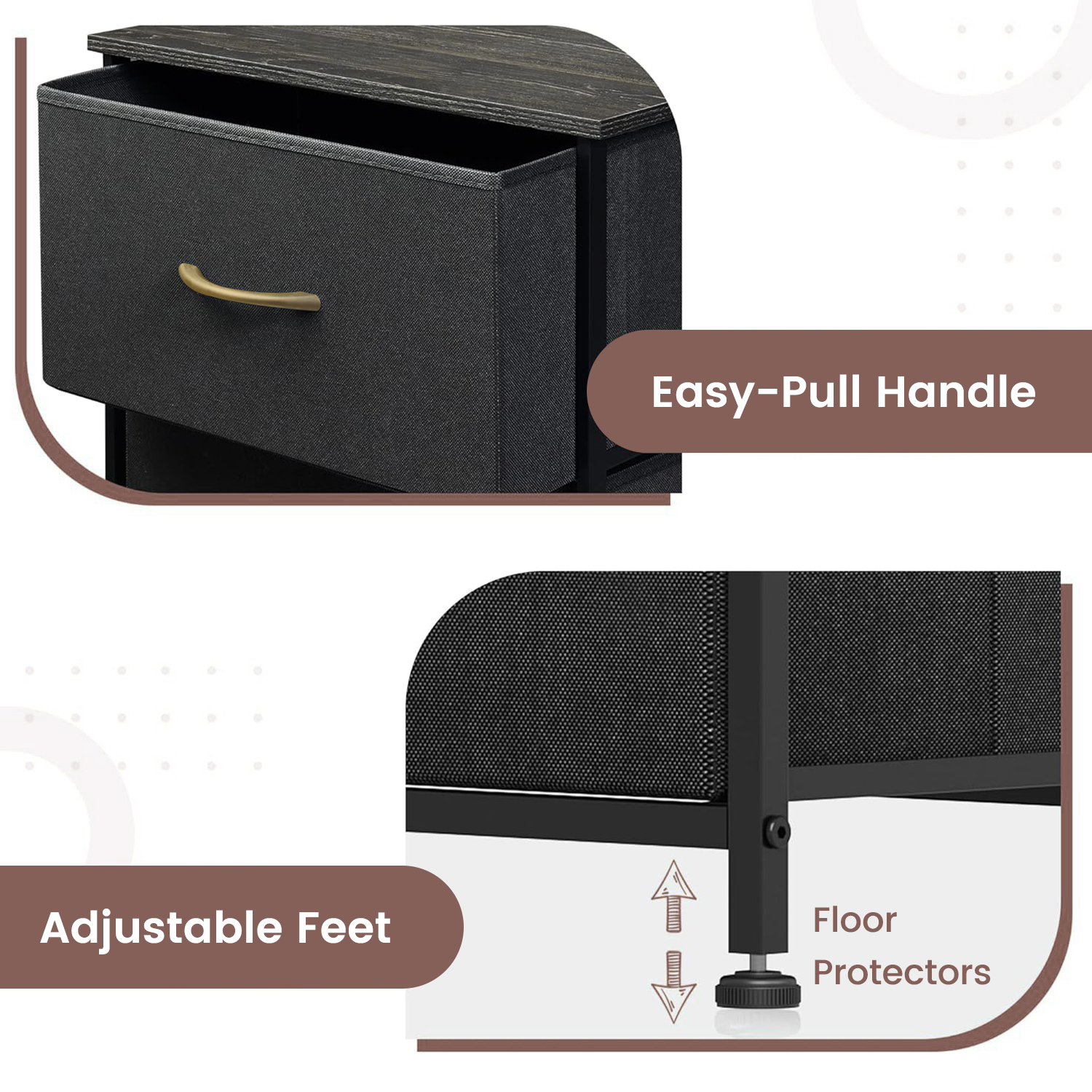 GTRACING 4-Drawer Dressers for Bedroom, Chest of Drawers with Fabric Bins, Modern Storage Organizer,