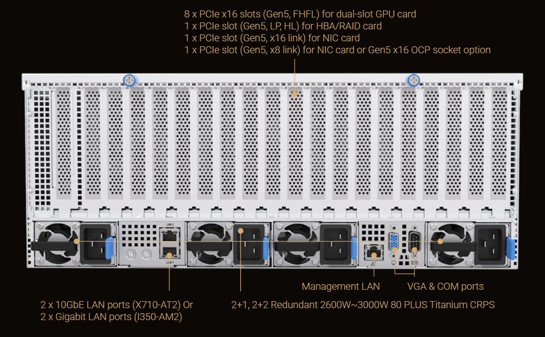 ASUS ESC8000-E11-3W10G 4U 8-GPU AI Deep Learning Server