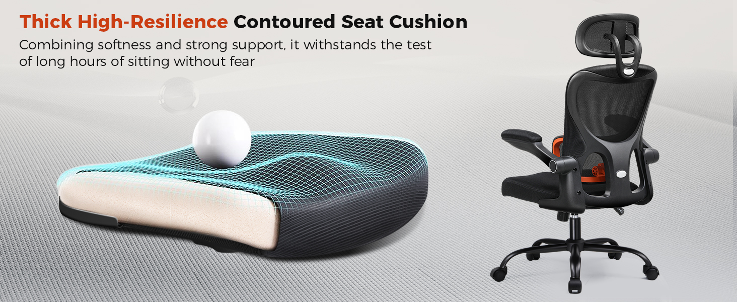 Thick High-Resilience Contoured Seat Cushion