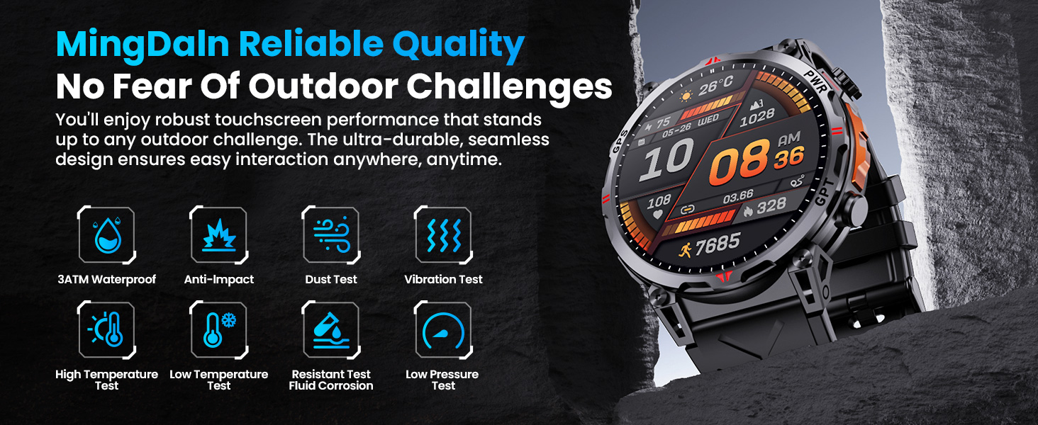 Military Smart Watch with GPS/Compass,Smartwatch with GPT Voice Assistant,1.56" AMOLED Screen