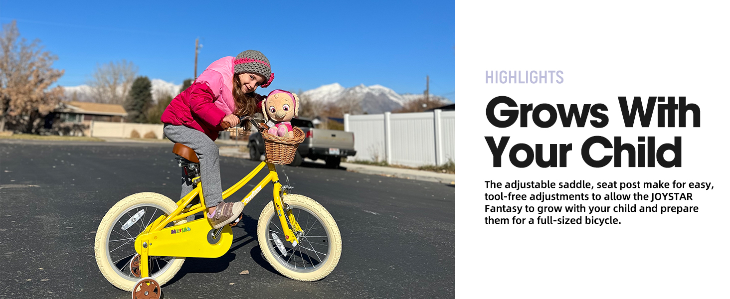 joystar kids bike boy girl children youth bicycle training wheels basket low-step frame