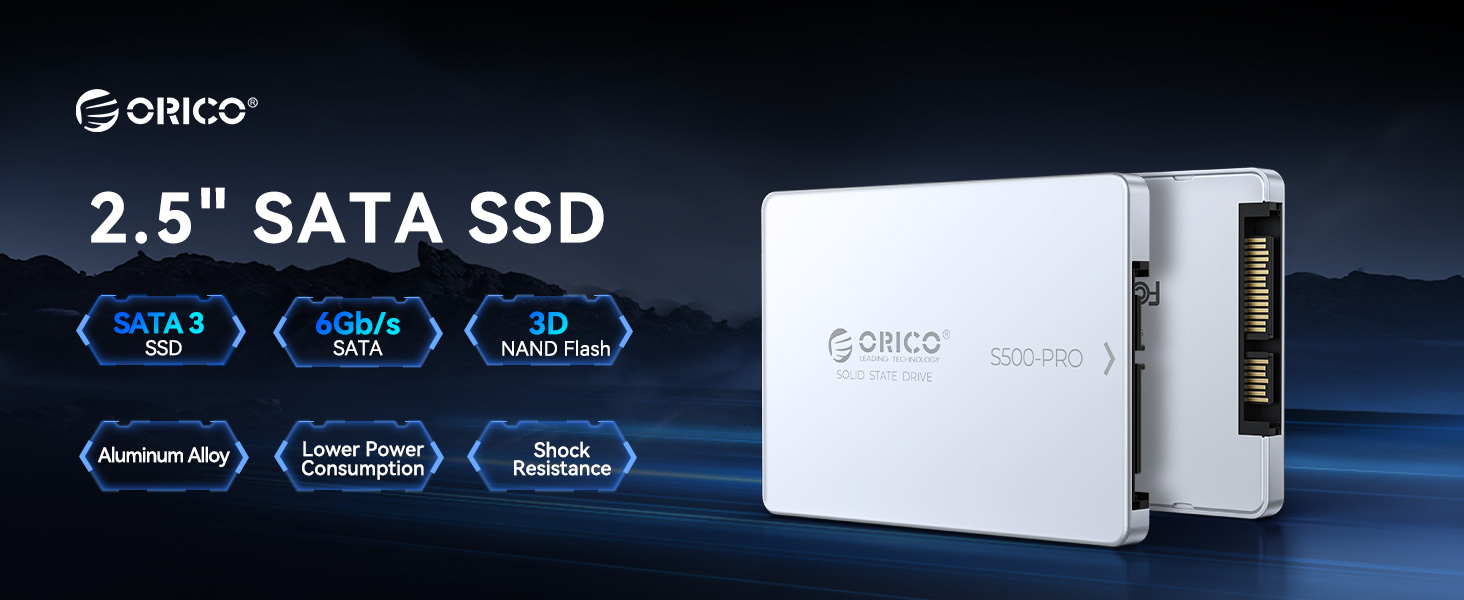 ORICO 1TB SATA SSD 2.5" Internal Solid State Drive, up to 550MB/s, 3D NAND SATA III SSD with Aluminu