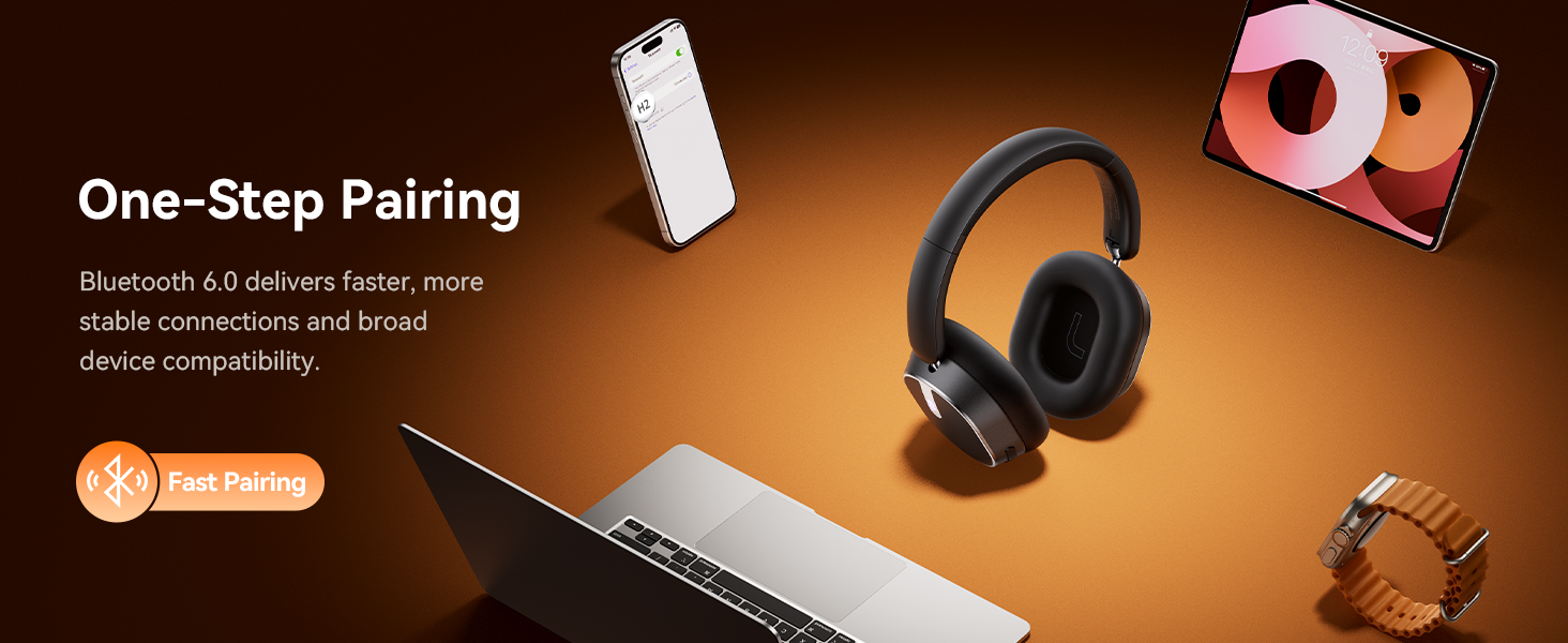 Active Noise Cancelling Headphones,120H Playtime Bluetooth 6.0 Wireless Headphones