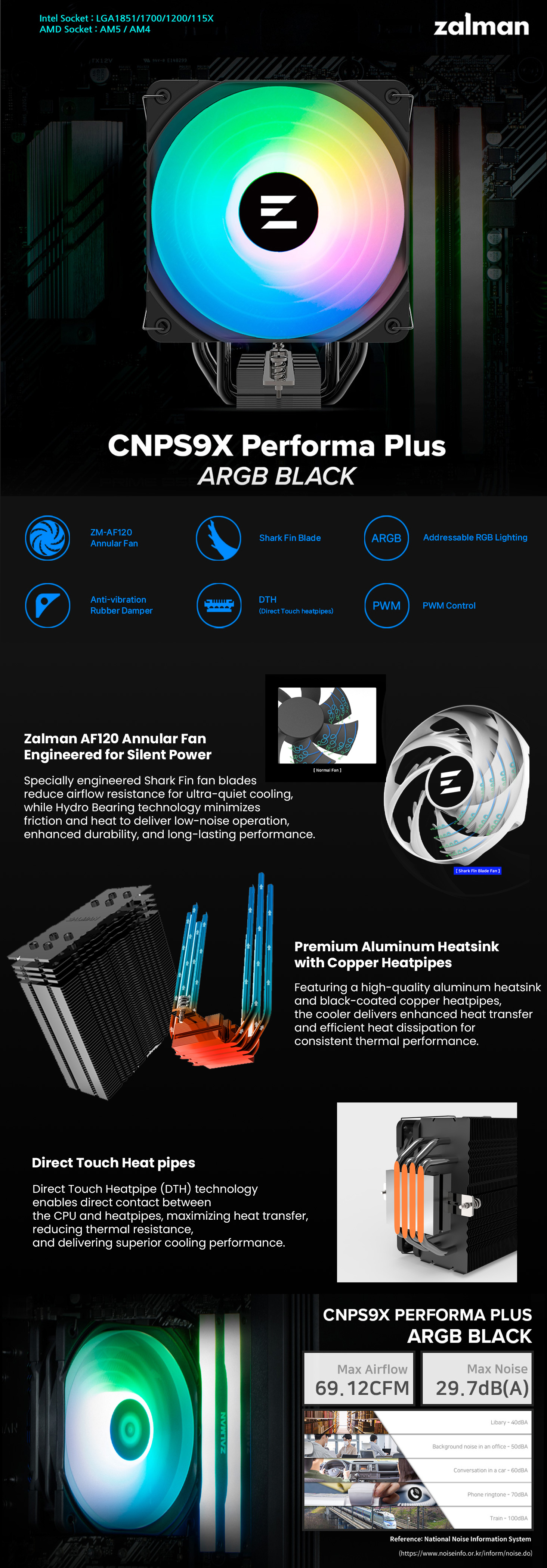 Zalman 9X Plus ARGB CPU Air Cooler High Performance