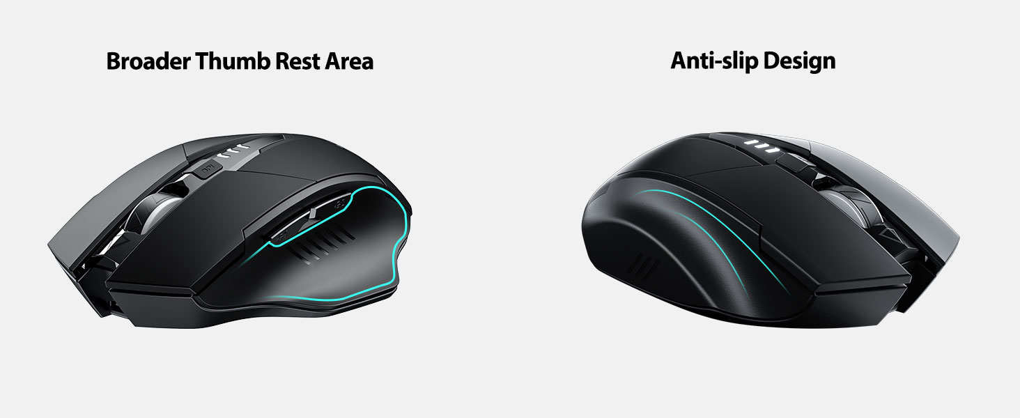 Wireless Mouse, Rechargeable 2.4G RF Wireless Mouse, Upgraded Visible Battery, 2400 DPI, Silent Ergo