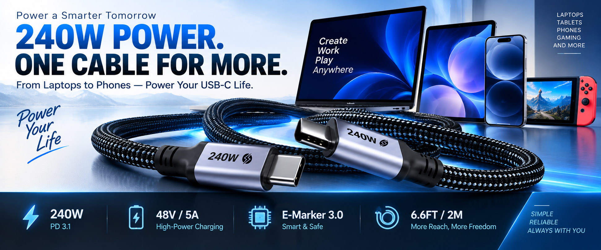 240W usb c cable