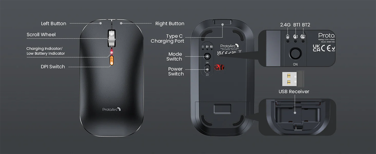 ProtoArc® XKM01 Foldable Bluetooth Keyboard and Mouse Combo