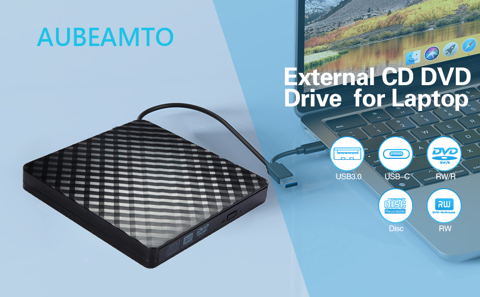 AUBEAMTO External CD DVD Drive