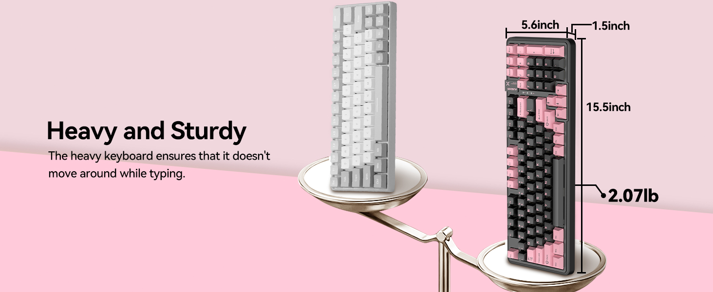 AUSDOM 98Pro Silent Wireless Mechanical Keyboard,Pre-lubed Tactile Switches(Green &White-slient)