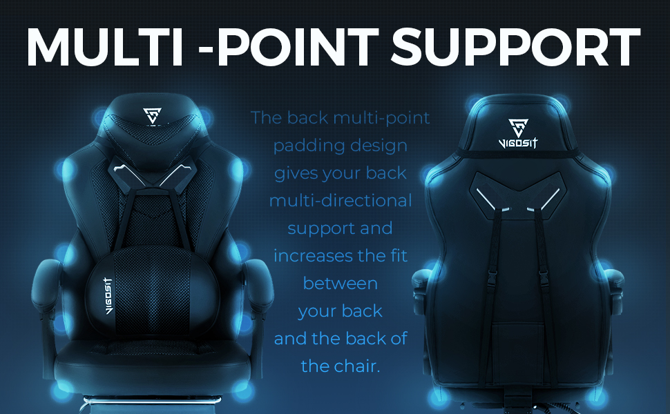 Vigosit Gaming Chair with Footrest, Mesh Gaming Chair for Heavy People,  Ergonomic Reclining Gamer Computer/PC Chair with Massage for Adult, Big and