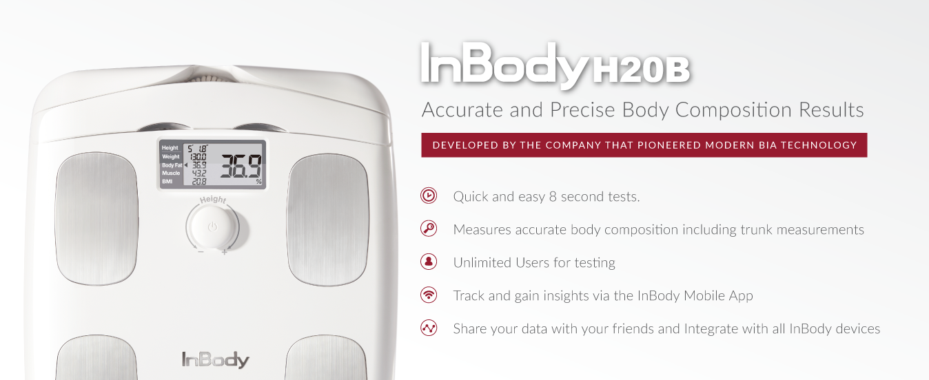 InBody H20B Smart Full Body Composition Analyzer Scale - Full Body Digital  Scale, BMI Measurement Tool, Body Fat Analyzer, Muscle Mass Inbody Scale -  Bluetooth Connected, Soft White