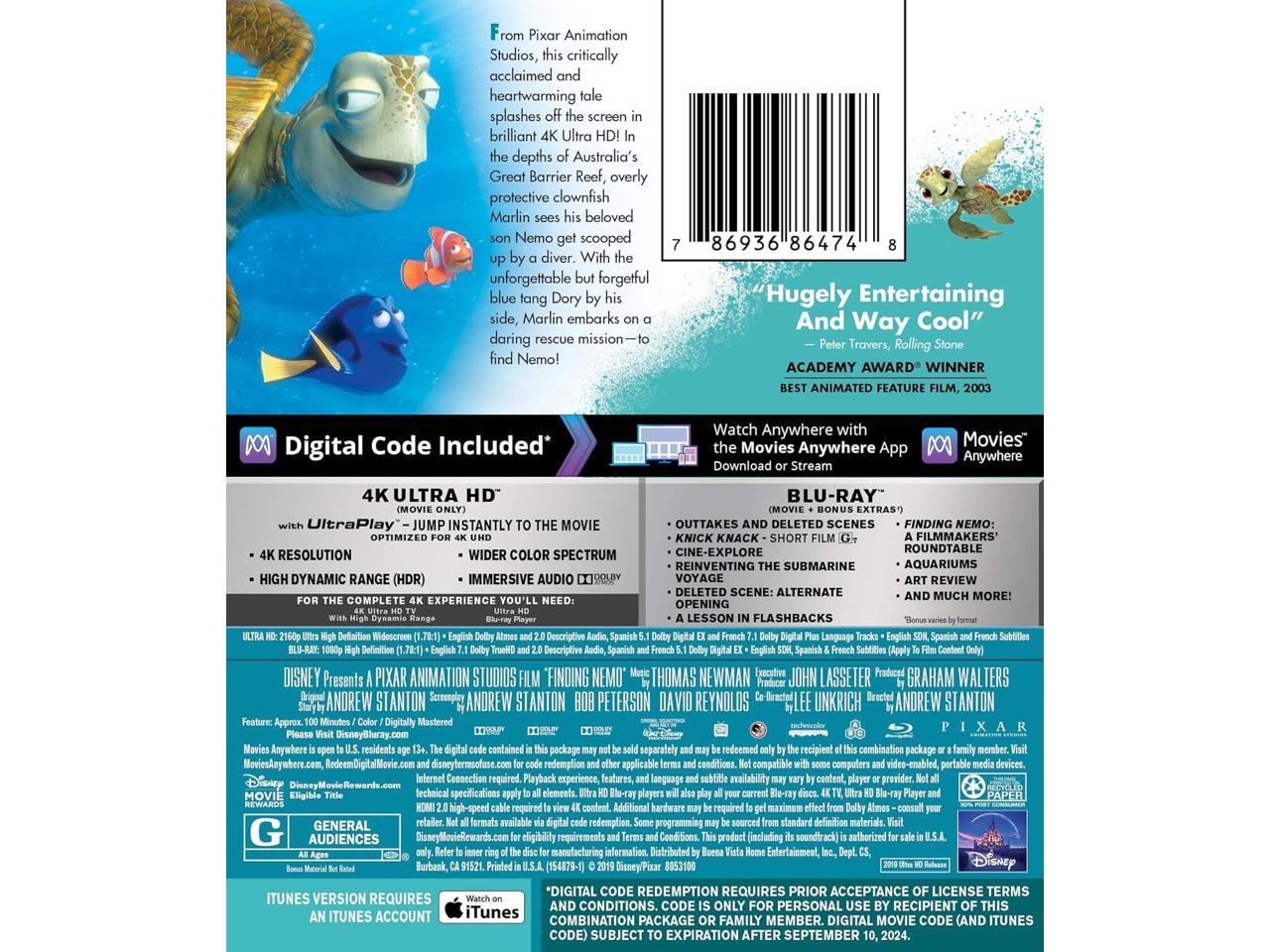 Disney Pixar FINDING NEMO US/EC/UD1/BD2/UD [4K UHD]