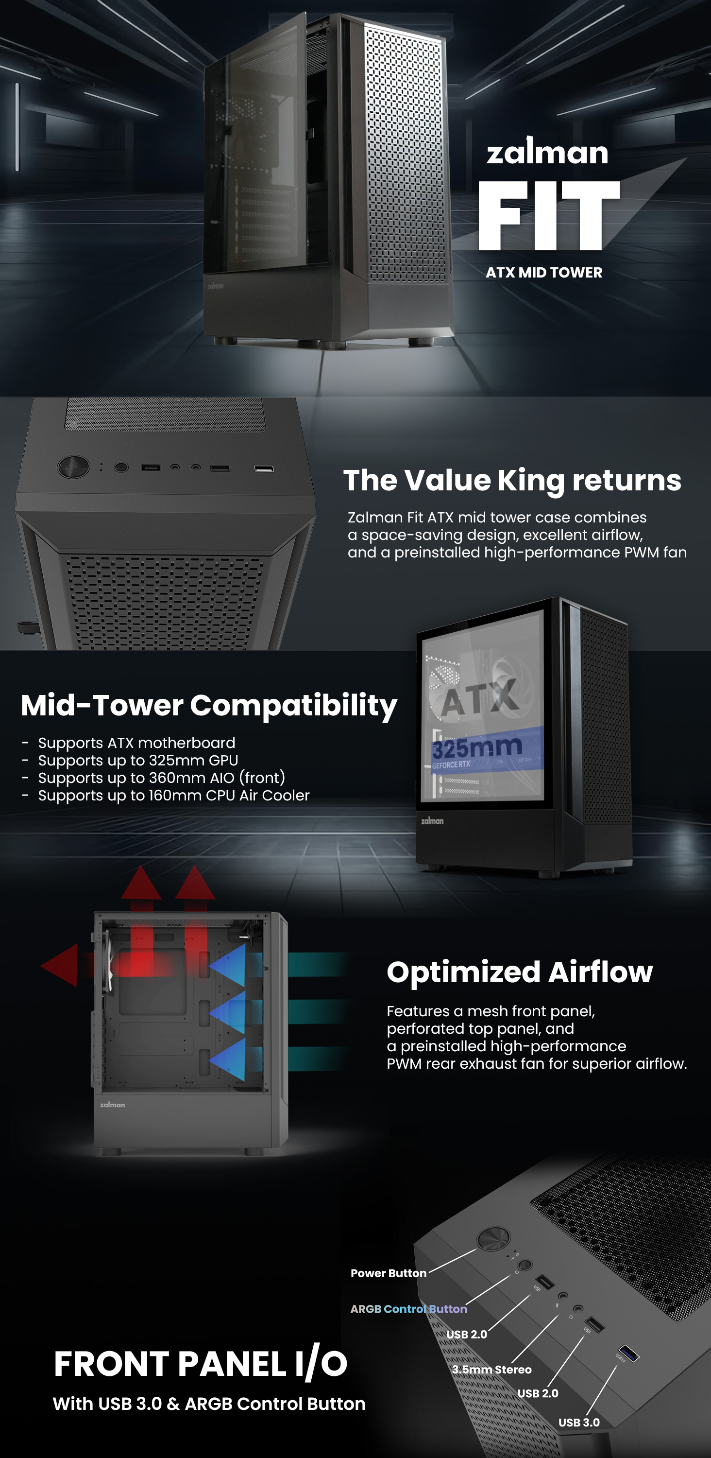 Zalman Fit Basic ATX Mid Tower PC Case