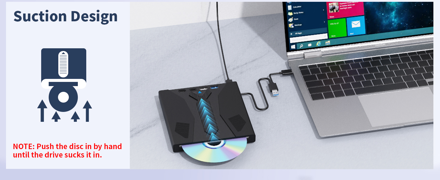 [7-in-1] External Optical Blu Ray Drive, USB 3.0 Type-C Blu Ray Burner Portable Blu Ray DVD/CD/BD Pl