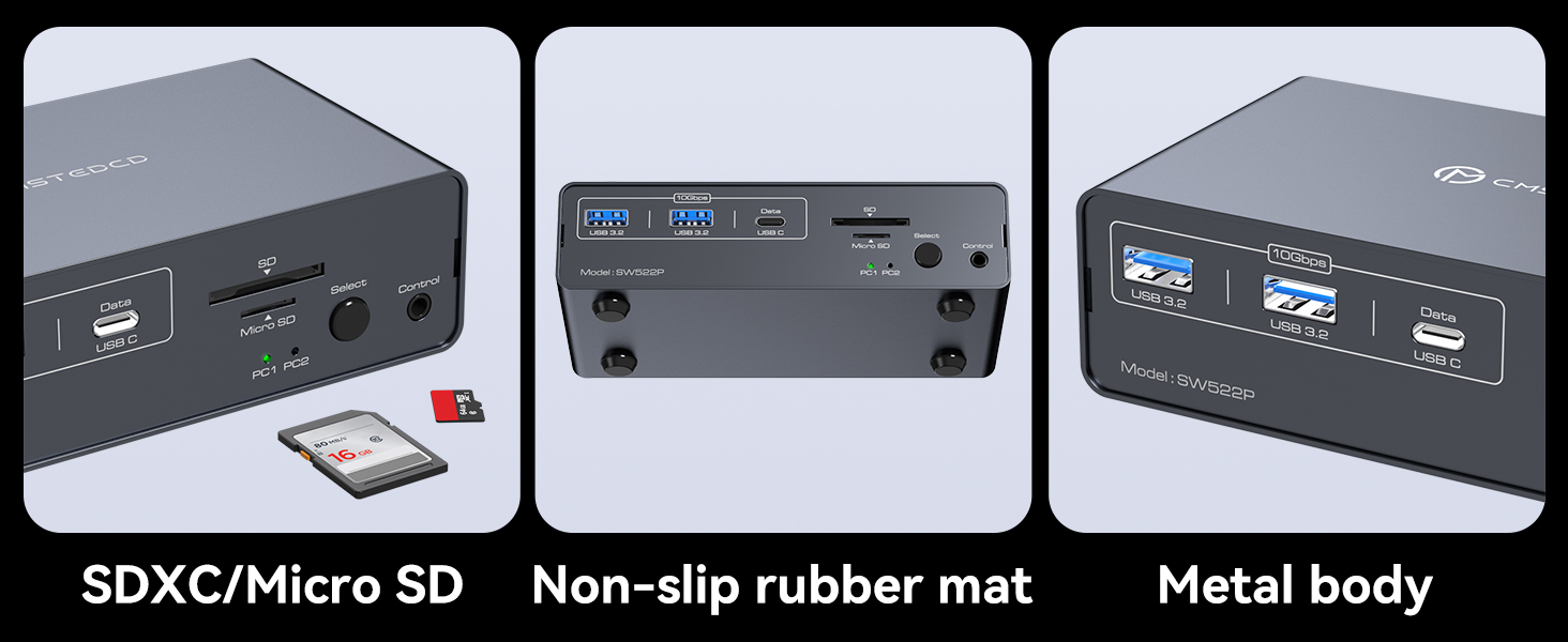 KVM Switch 2 Monitors 2 Computers, KVM Docking Station USB C + HDMI/DP Input with 100W PD