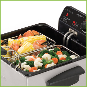 Presto 05466 Stainless Steel Dual Basket Pro Fry Immersion Element Deep Fryer