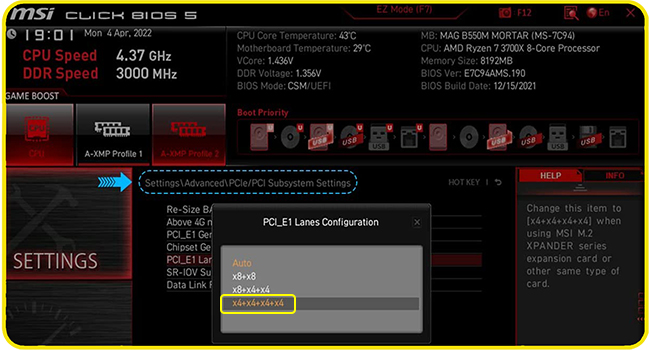Quad M.2 NVMe to PCIe 4.0 X16