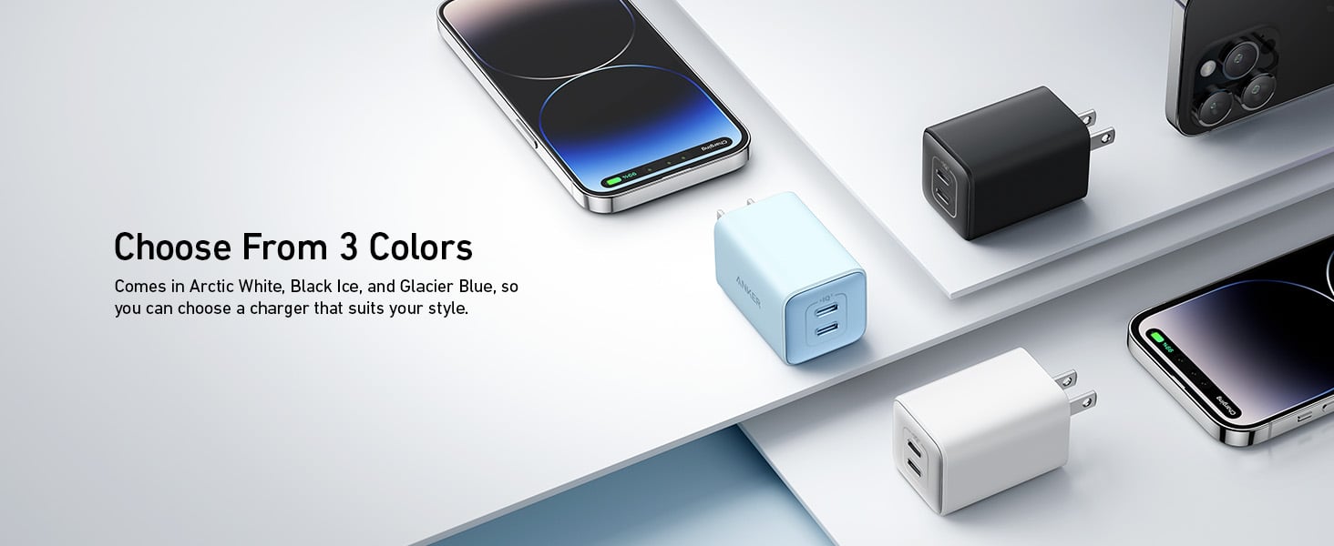 Anker 47W USB C Charger (Nano 3), 2 Port Compact Foldable GaN Fast Charger  for iPhone 15/15 Plus/15 Pro/15 Pro Max/14, Galaxy, Pixel 4/3, iPad/iPad