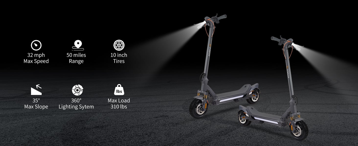 CUNFON Electric Kick Scooter 350W Motor Up to 19 Miles and 500W 24 Miles