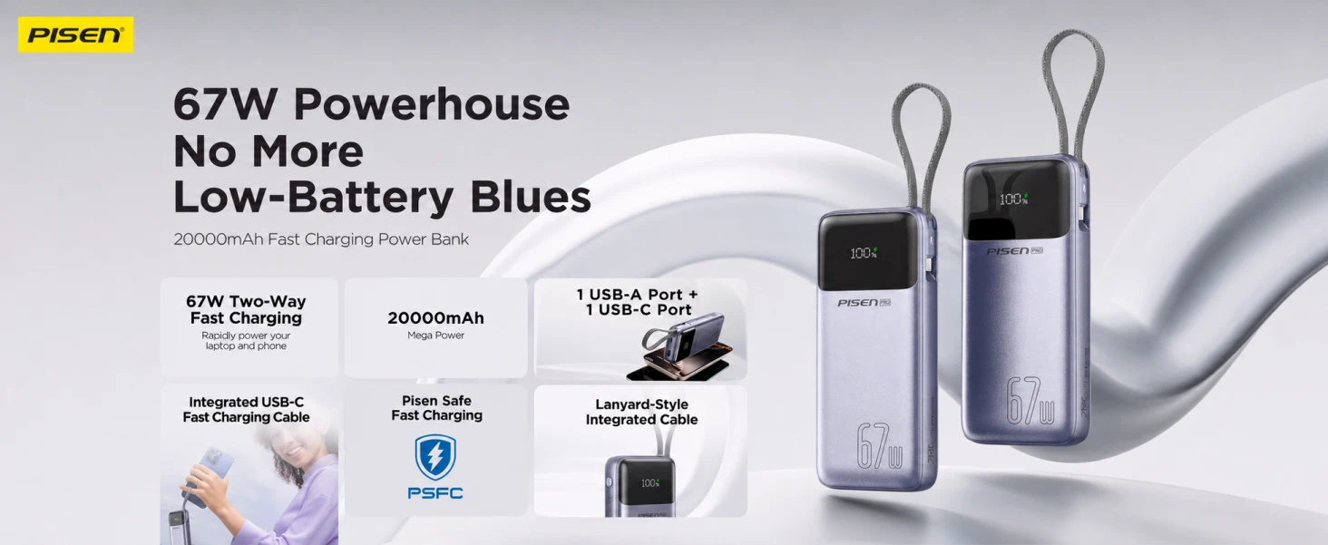 PISEN Bolt 67W 20000mAh Power Bank