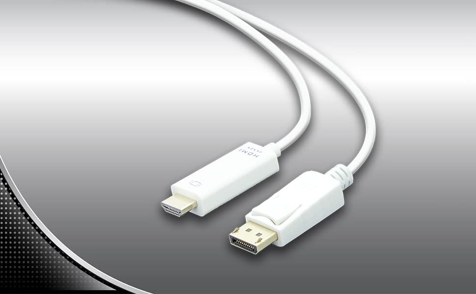 SatelliteSale Uni-Directional DisplayPort DP to HDMI 4K White Gold Plated Cable