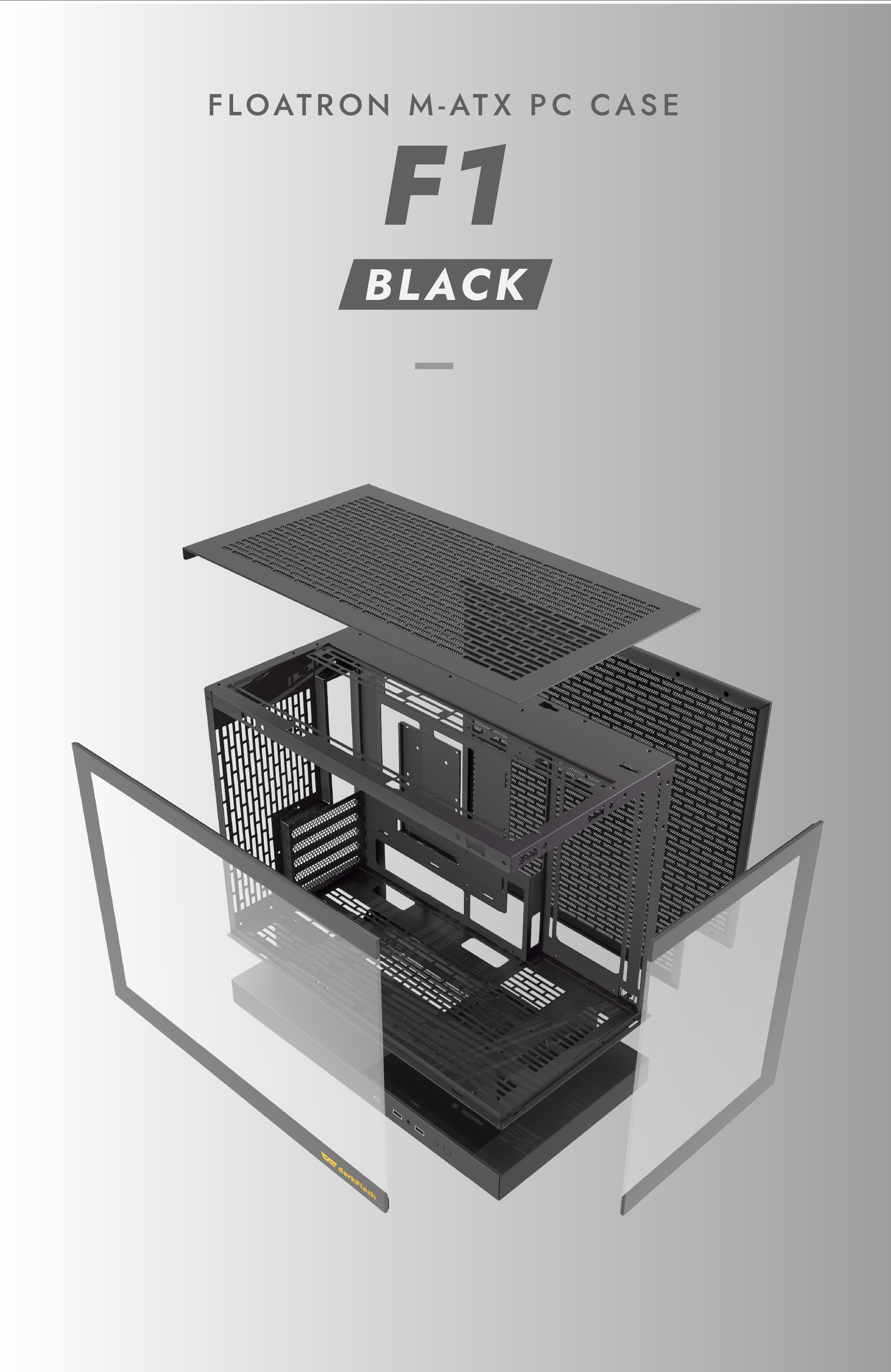 DarkFlash FLOATRON F1 M-ATX PC Case, BLACK