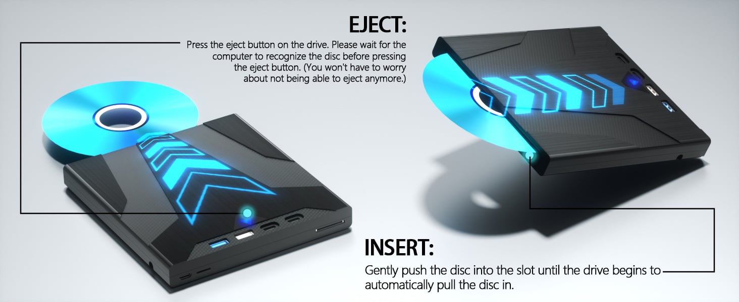 AUTYUE 7 in 1 External CD/DVD Drive for Laptop, Slot-Loading External DVD Drive