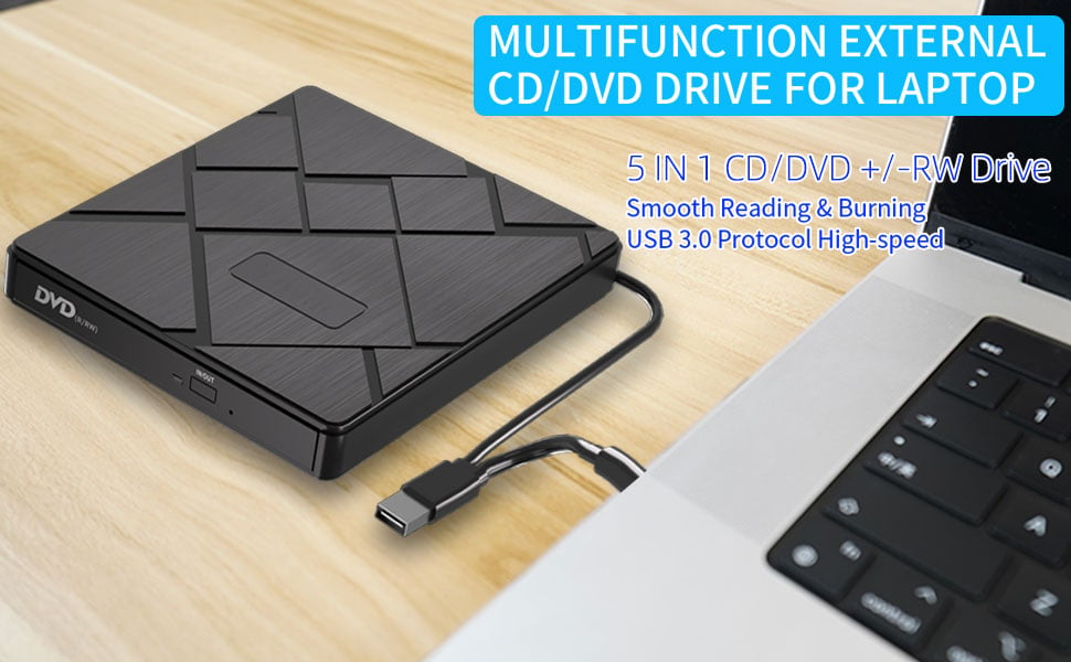 MULTIFUNCTION EXTERNAL CD/DVD DRIVE FOR LAPTOP