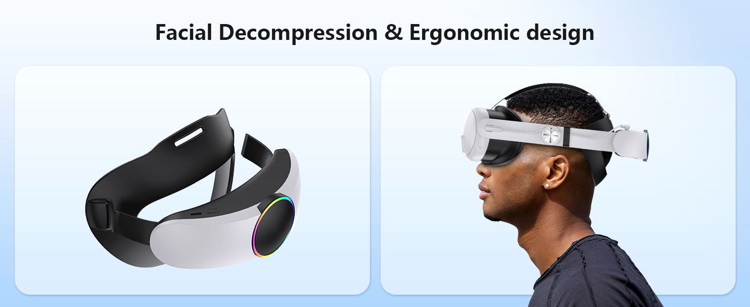 RGB VR Headset for O-cu-lus/Me-ta Quest 3/3S Head Strap with 10000mAh Battery, Rechargeable Elite St