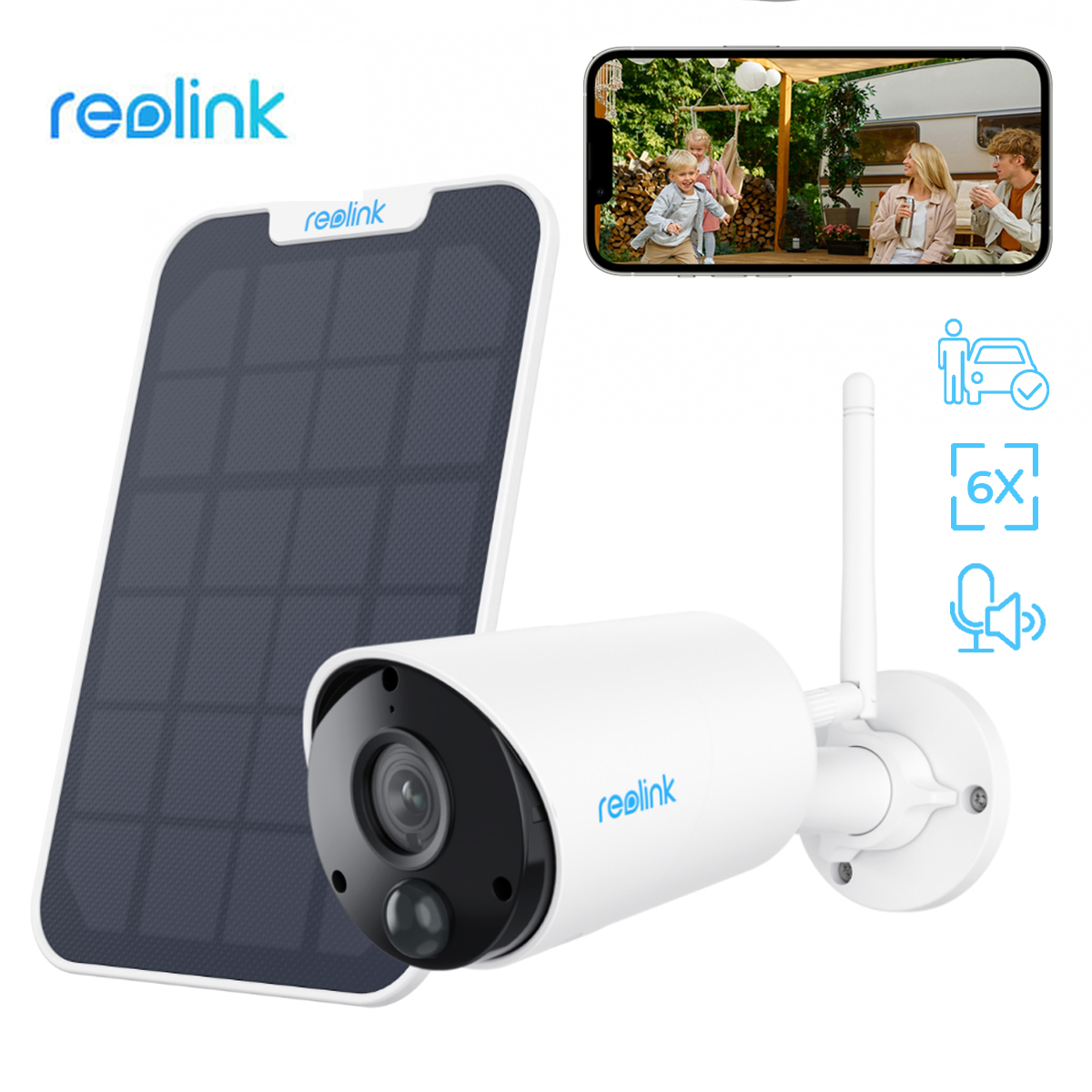 Reolink Trackmix Series M22 with Solar Panel 2 2K Smart WiFi Battery Camera  with Auto-Zoom Tracking, Dual-Band WIFI 