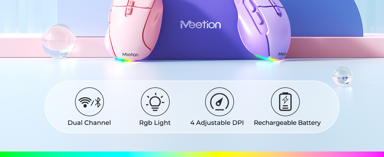 Wireless Mouse for Laptop, USB 2.4G and Bluetooth Connectivity, 4 Adjustable DPI