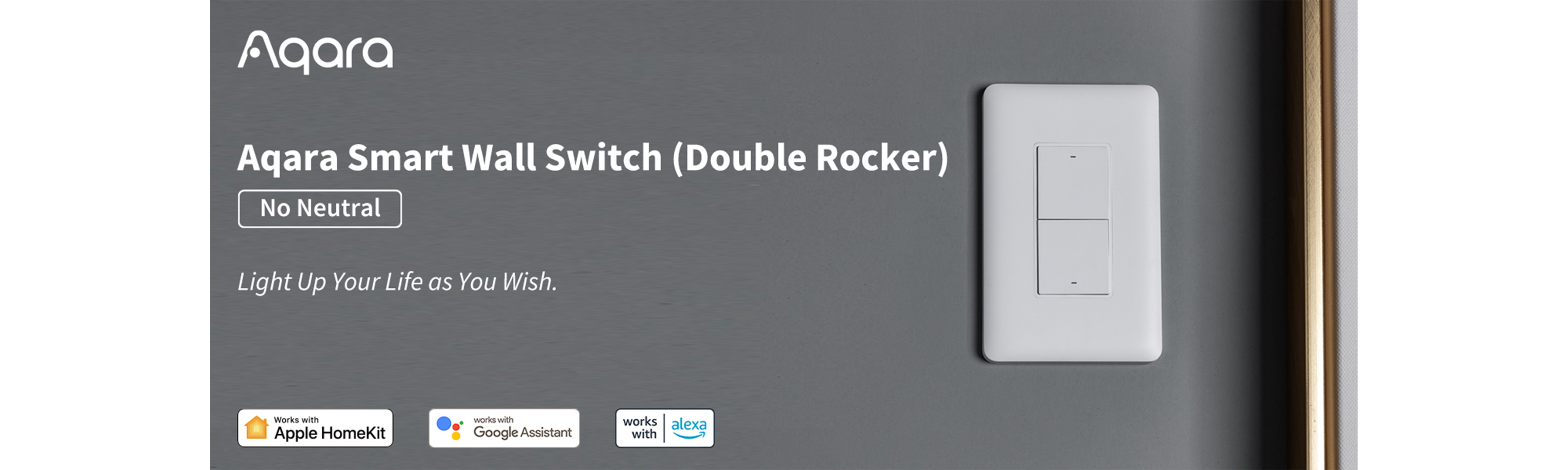 Aqara Smart Light Switch (No Neutral, Double Rocker)