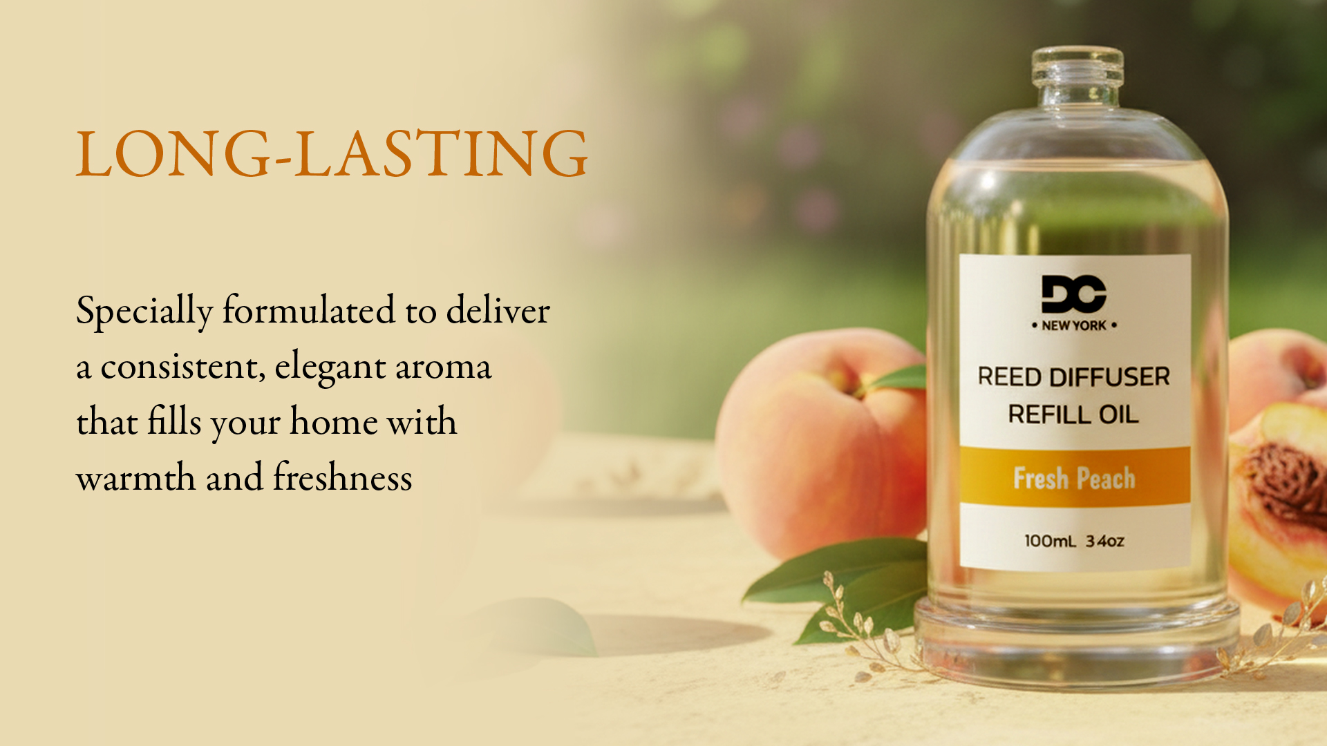 Fresh peach reed diffuser refill oil home fragrance long lasting