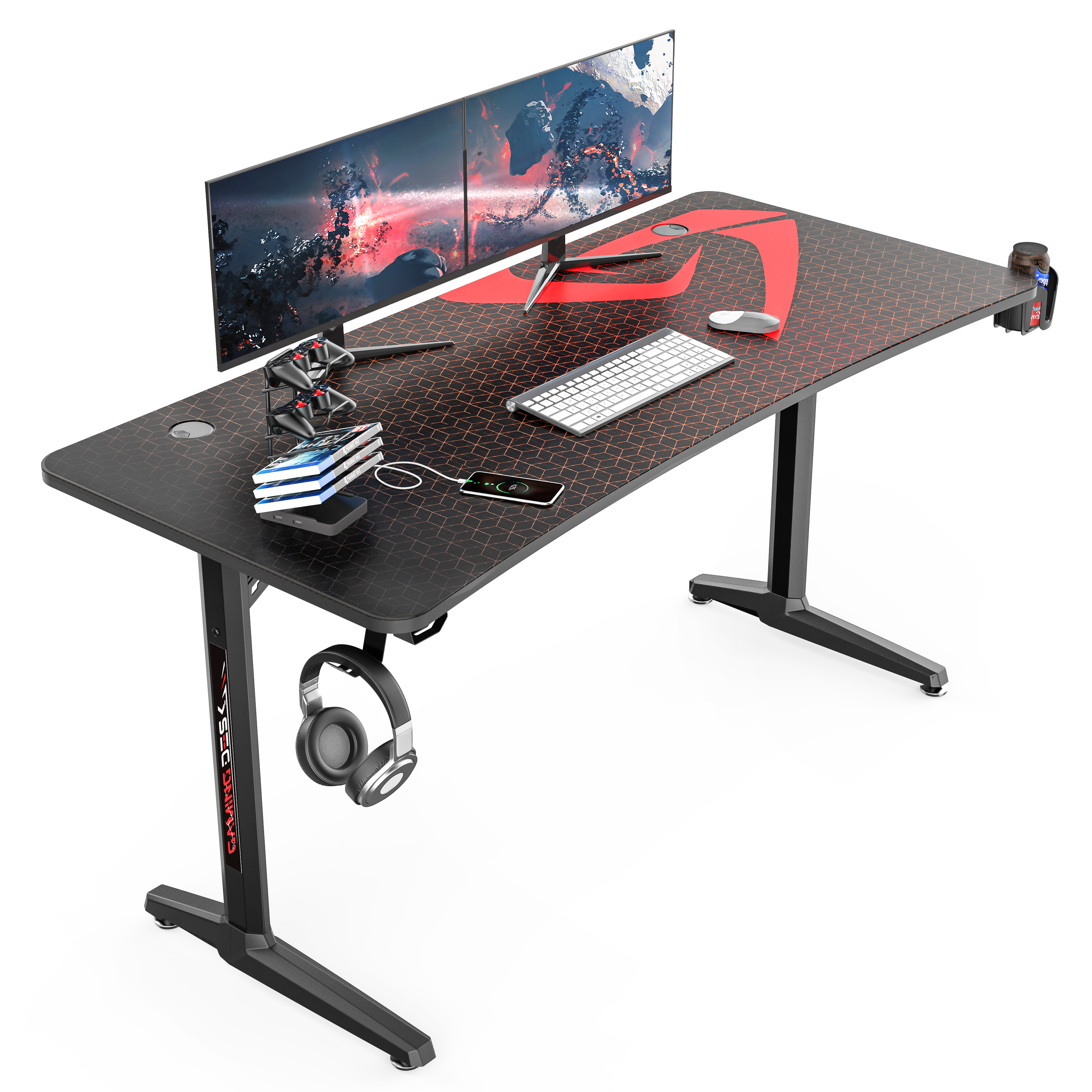 Eureka Large Desktop RGB Gaming Desk with Full Desk Mouse Pad in