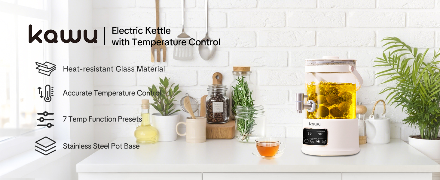 Seven preset function electric kettle with temperature control