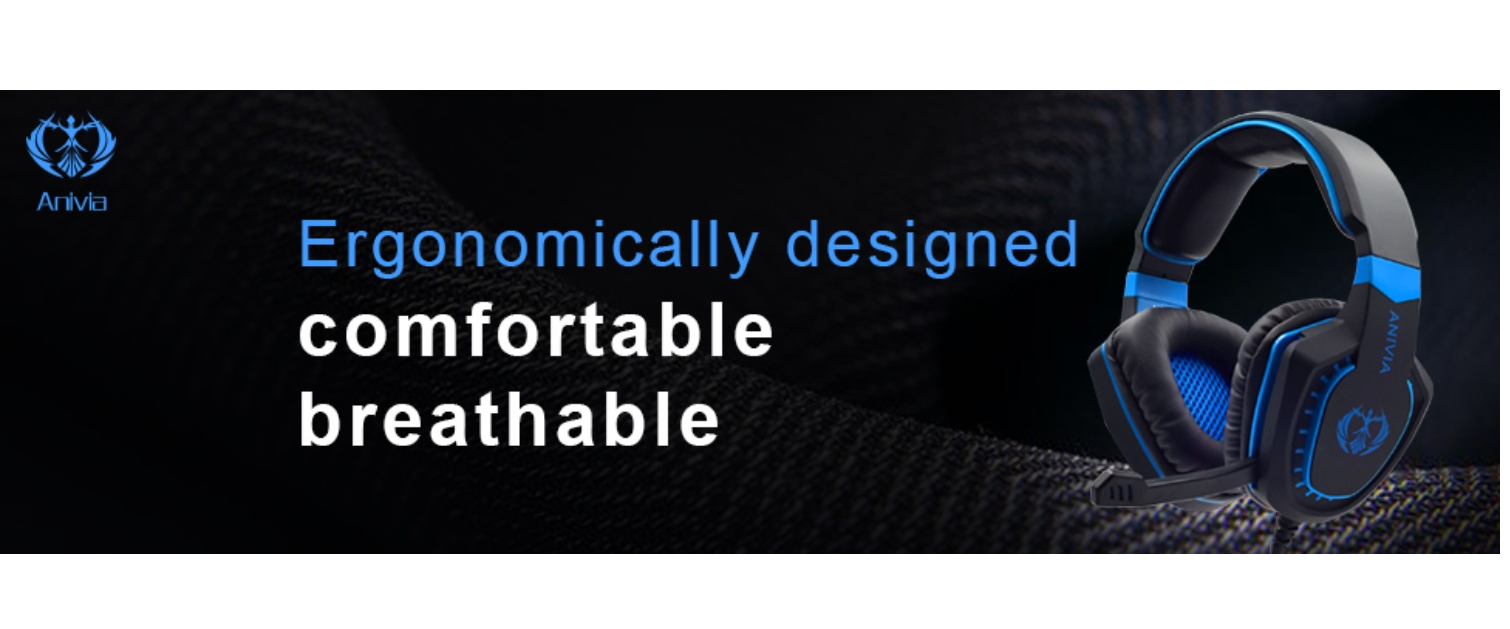 Anivia gaming headset, ergonomic design, breathable ear pad, banner