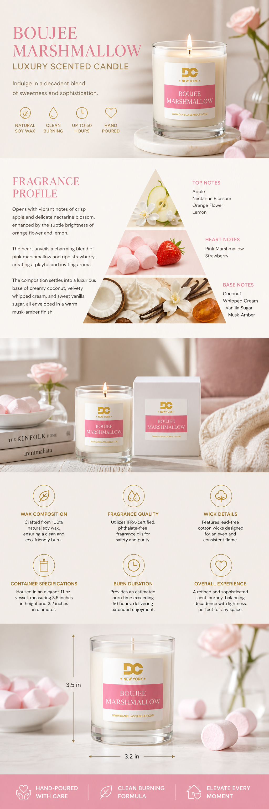 Boujee Marshmallow scented candle clean burning natural soy wax