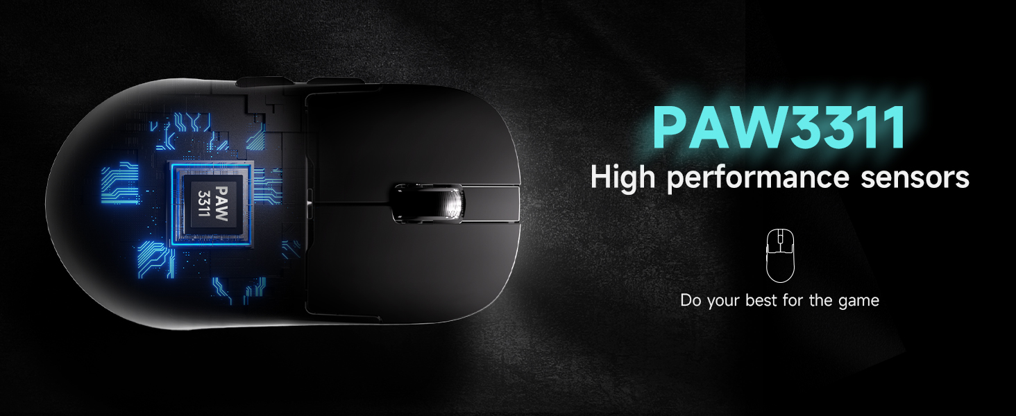 Gaming Mouse, AJ159P MC Wireless Gaming Mice with RGB Charging Dock, 56 g Lightweight Programmable T