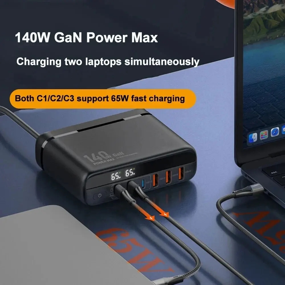 Key Power 100W 5-Port USB-C Charger – PD Quick Charge Station For MacBook Pro & Universal Devices
