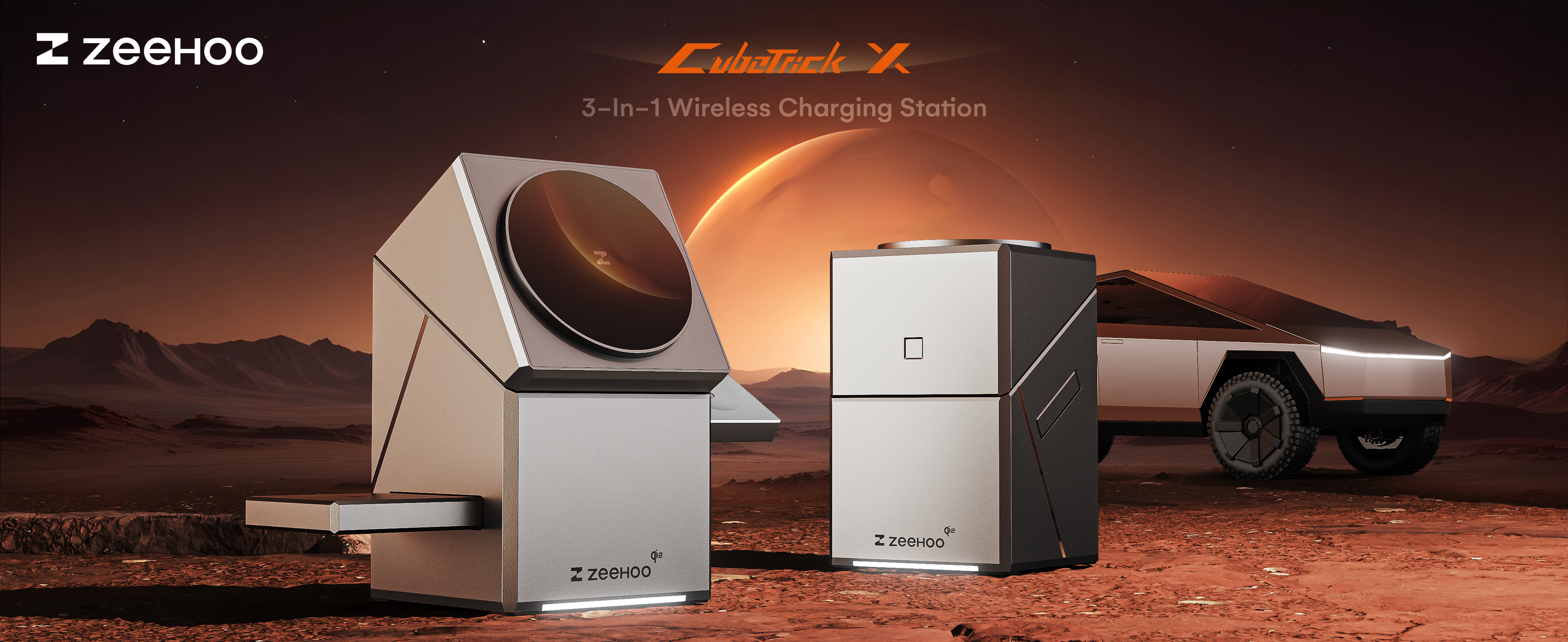 ZEEHOO CubeTrick X, 15w, 3in1 Magnetic Wireless Charging Station, Qi2 Wireless Charging Standard