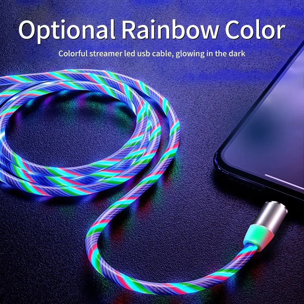 Light Up Lightning Cable Magnetic LED Glowing 3 Way Phone Data and Charger Cord