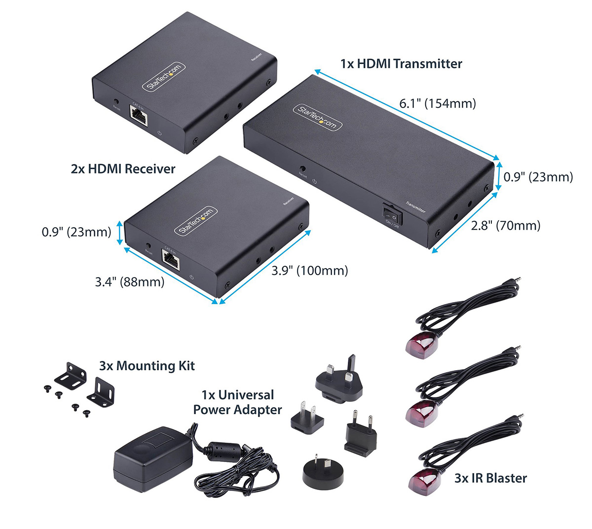 StarTech 4K7012IC-EXTEND-HDMI 2-Port HDMI Extender and Splitter Over CAT6