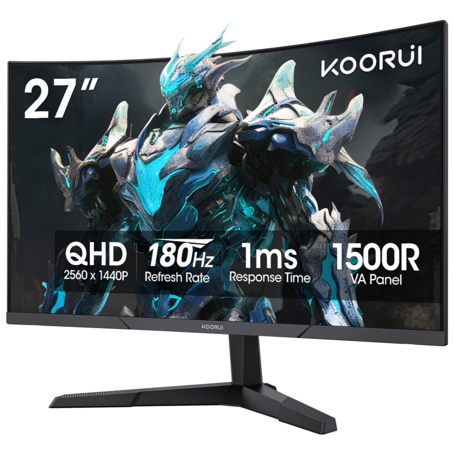 KOORUI 27 inch Curved Gaming Monitor QHD180HZ,(2560 x 1440p)2K 180Hz Computer Mo