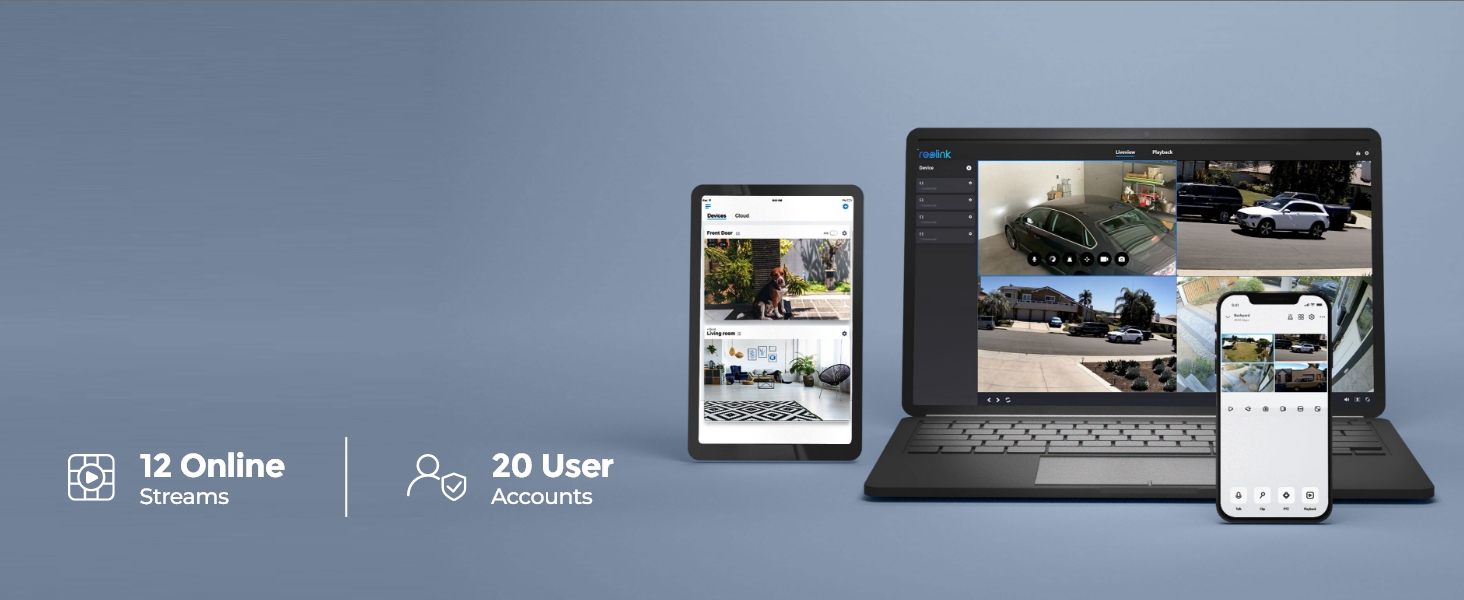 Easy Remote Access Support max.12 devices to live stream at the same time (2 mainstreams & 10 substr