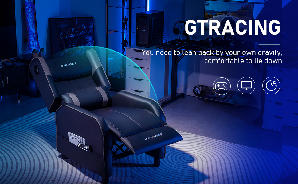 GTRACING Gaming Recliner Chair with Bluetooth Speakers Racing Style