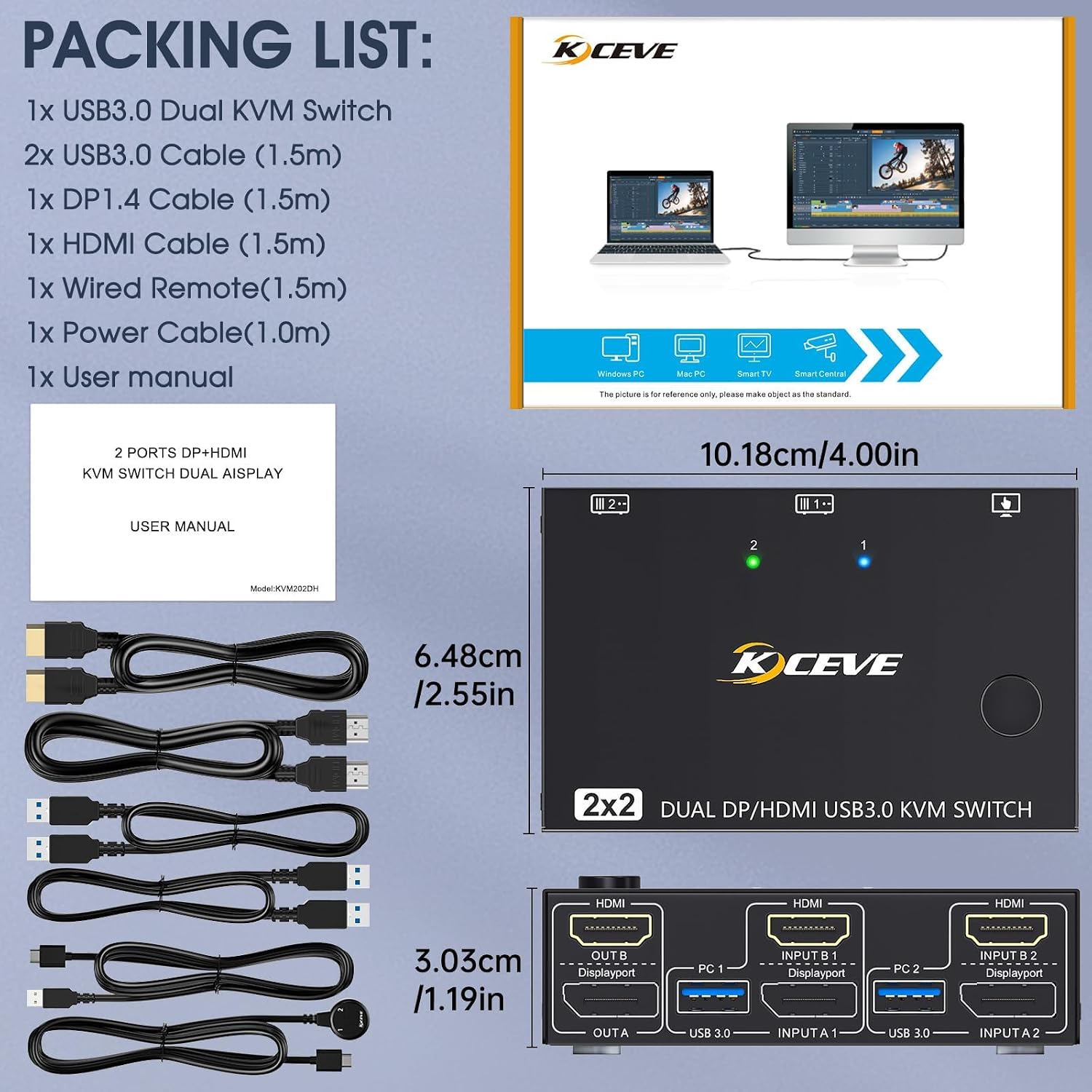 ***Notice***      This Dual Monitor HDMI Displayport KVM Switch does not support EDID emulation (al