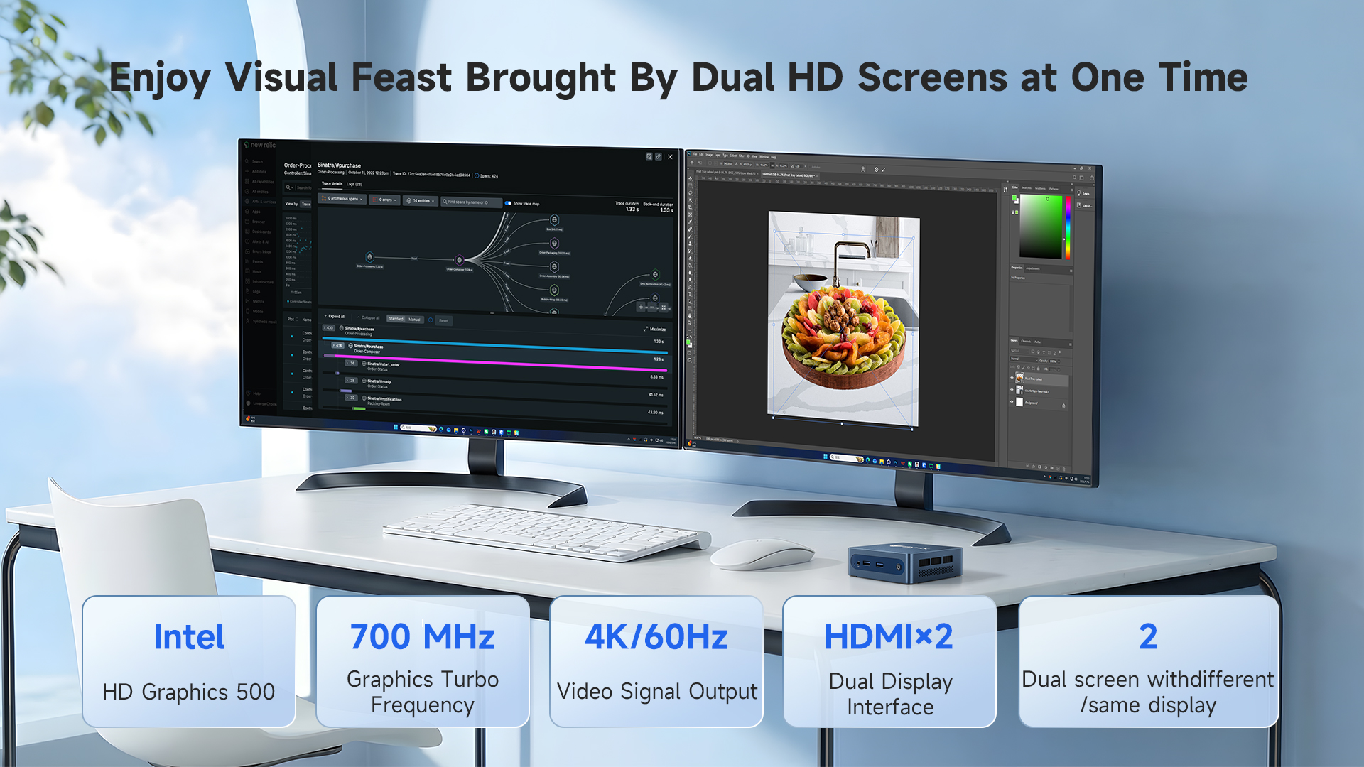 BMAX MaxMini B1 Plus New Mini PC with dual HDMI ports for flexible external display connectivity