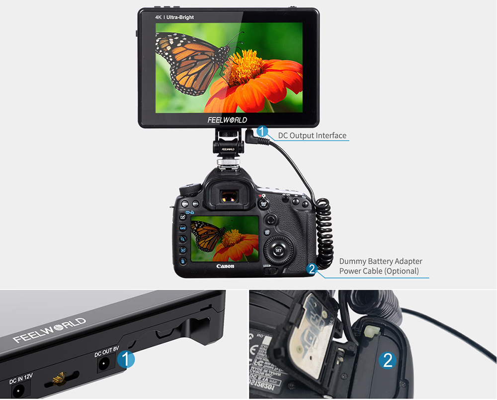 FEELWORLD LUT7 PRO 7 Inch Ultra Bright 2200nits DSLR Camera Field ...
